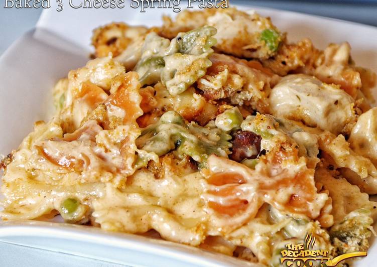 Baked 3 Cheese Spring Pasta