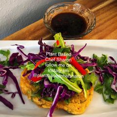 (Vegan, WFPB)Vegan Chickpea Flour Pancakes with Vegan Kimchi and Cilantro A picture of (Vegan, WFPB)Vegan Chickpea Flour Pancakes with Vegan Kimchi and Cilantro.