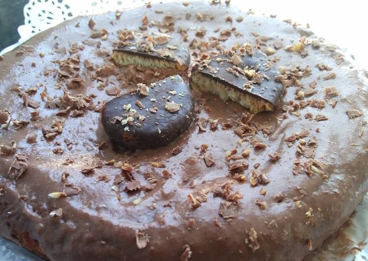 Bizcocho de plátano con palmera de chocolate