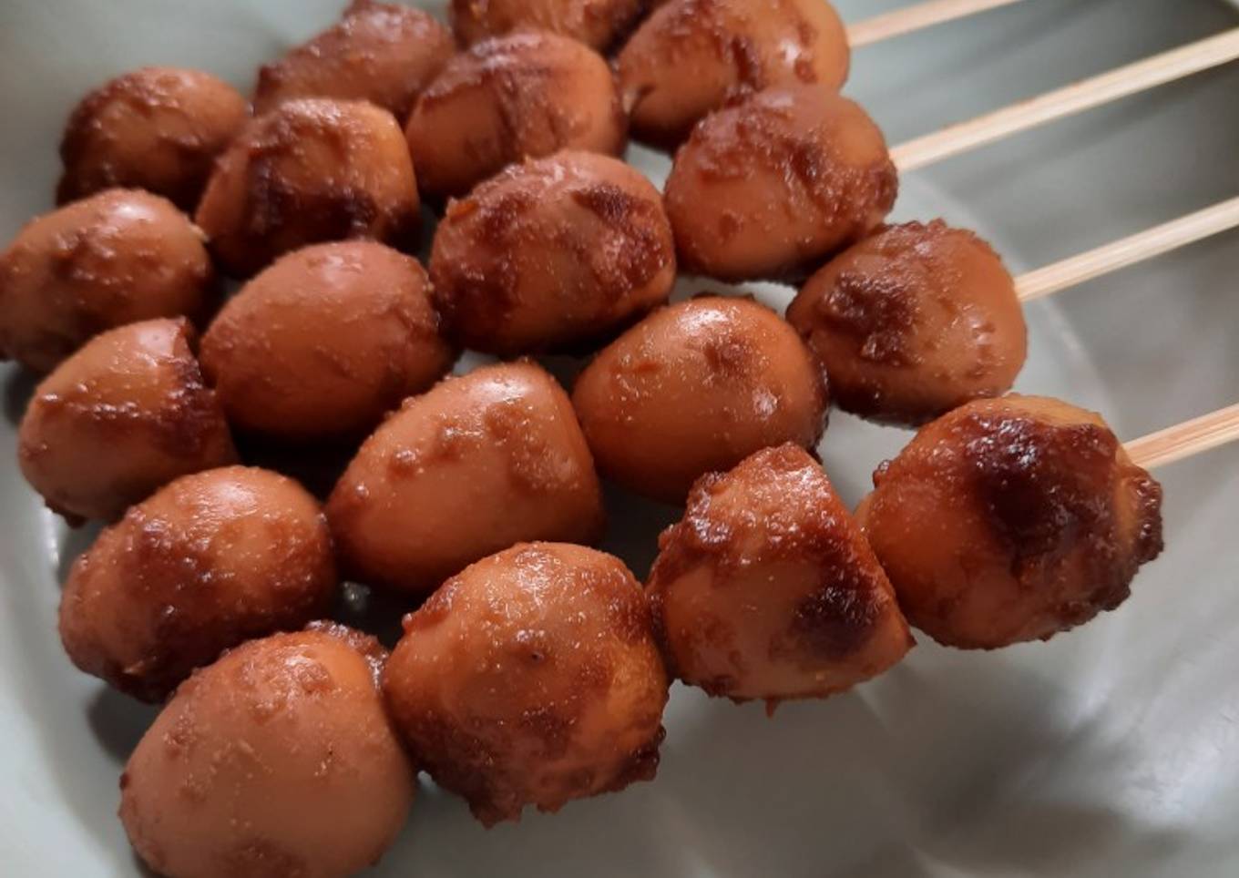 Sate Telur puyuh bumbu tanpa tumis