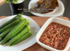 Gambar Bendi Celur bersama Sambal Belacan Bawang Mentah