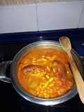 Potaje de habichuelas, con lombarda y chorizo