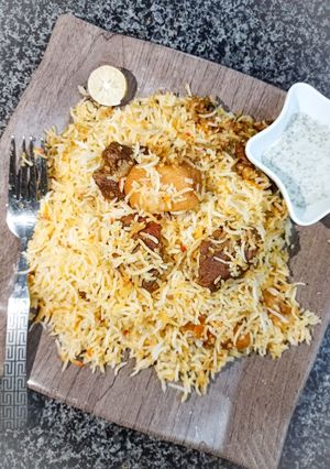 A picture of Beef biryani.
