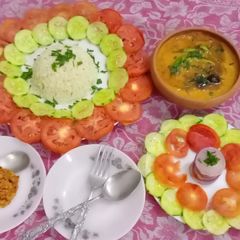 A picture of Yummy makkhan wali moong ki daal with zeera rice.