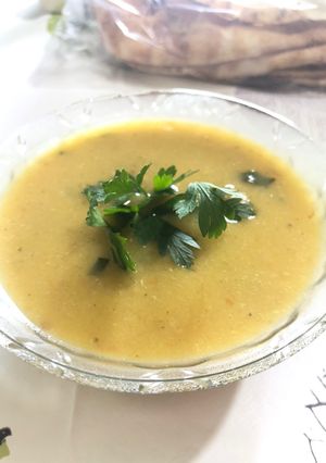 A picture of Yellow Lentil Soup with Rice.