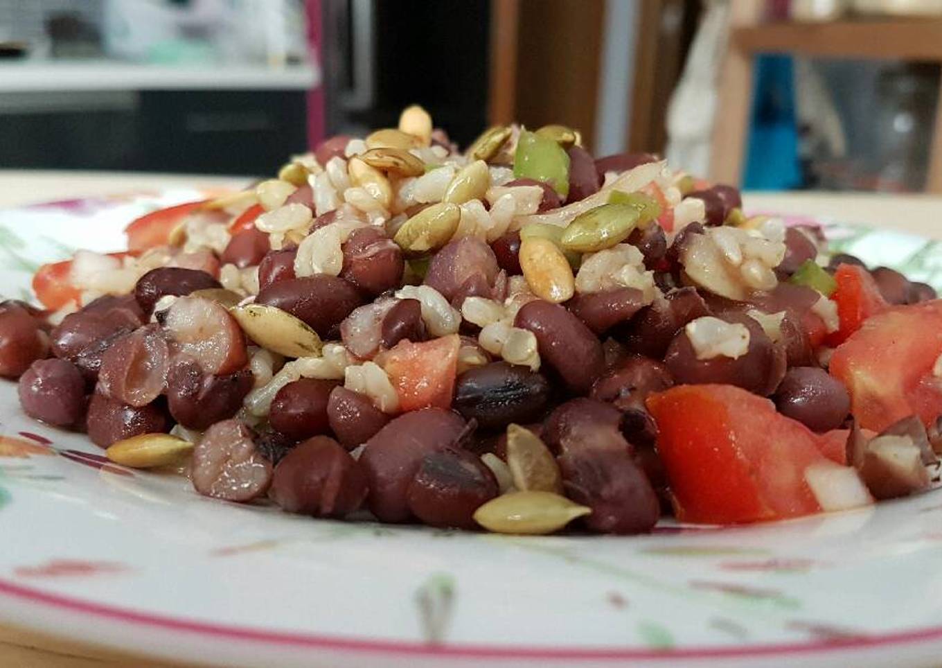 Ensalada de azukis y arroz integral