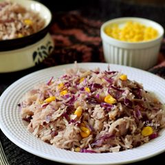 Red cabbage and Sweet corn Pulav: One pot meal A picture of Red cabbage and Sweet corn Pulav: One pot meal.