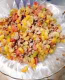 Nui rau củ xào thịt băm