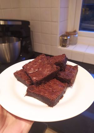 A picture of Fudgy chocolate brownies.