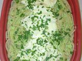 Spaghetti en crema de cilantro