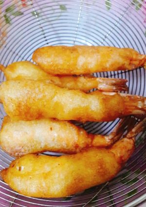 Hình của món Tôm chiên phồng không dùng bột nổi.