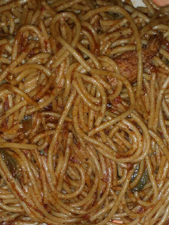 A picture of Jollof spaghetti.