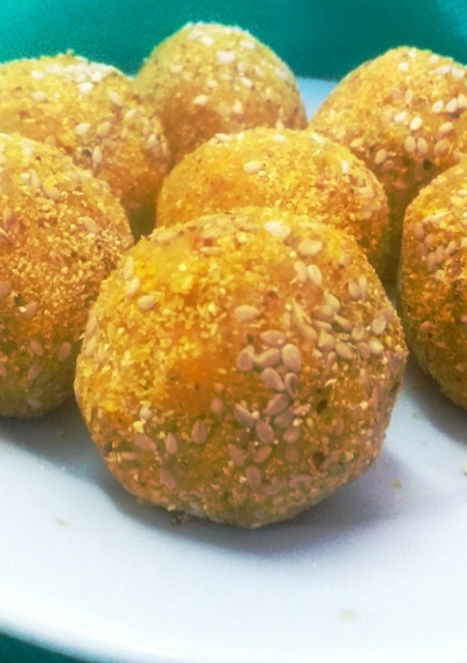 Una foto de Bombas de batata y chía, veganas y sin gluten