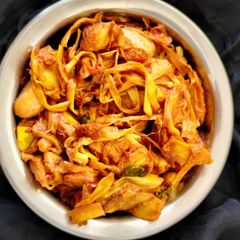 A picture of North Indian style jackfruit sabzi.