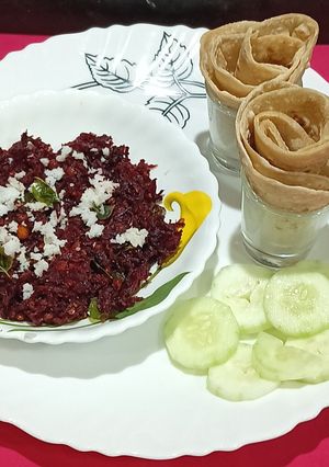 A picture of Beetroot Poriyal.