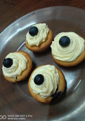 A picture of Blueberry cup cakes/muffins#kidsrecipechallenge#4wkschallenge.