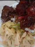 Bbq oxtails w rice in cabbage