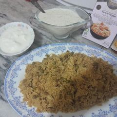 A picture of Matar (peas) Potato Pulao Biryani.