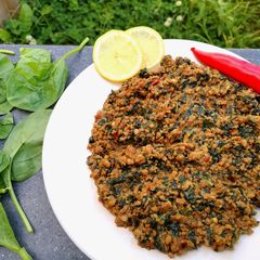 A picture of Qeema Palak (spinach and mince).