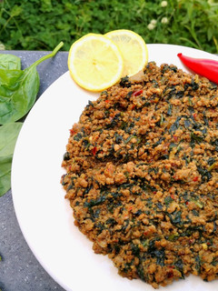 A picture of Qeema Palak (spinach and mince).