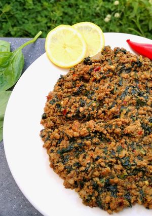 A picture of Qeema Palak (spinach and mince).