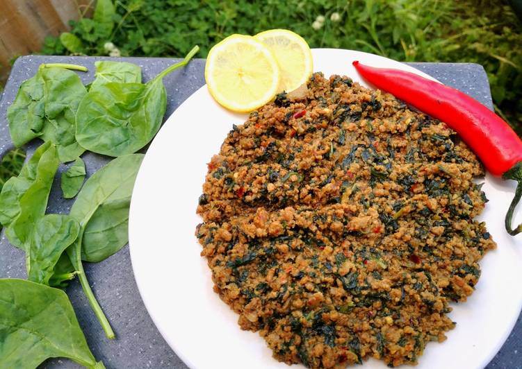 Steps to Make Super Quick Homemade Qeema Palak (spinach and mince)