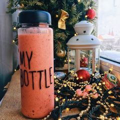 A picture of Banana and strawberry smoothie.