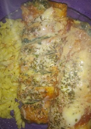 Una foto de Canelones de acelga y espinacas
