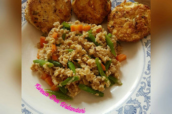 Anti Ribet, Membuat Vegetable Oat 3 (Buncis and Baby Carrot with Perkedel Tahu) Enak Terbaru