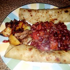 A picture of Fried meat-potatoes.