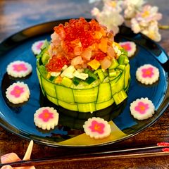 Japanese Sushi Cake for Girl’s Festival A picture of Japanese Sushi Cake for Girl’s Festival.