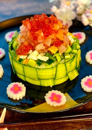 A picture of Japanese Sushi Cake for Girl’s Festival.