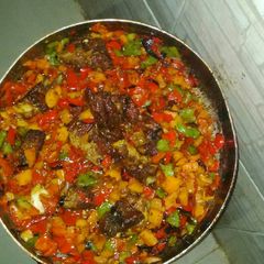 A picture of Pork spicy sauce.