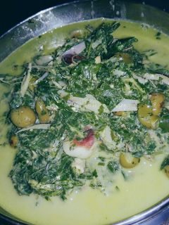 Foto resep Gulai daun ubi tumbuk campur ikan teri