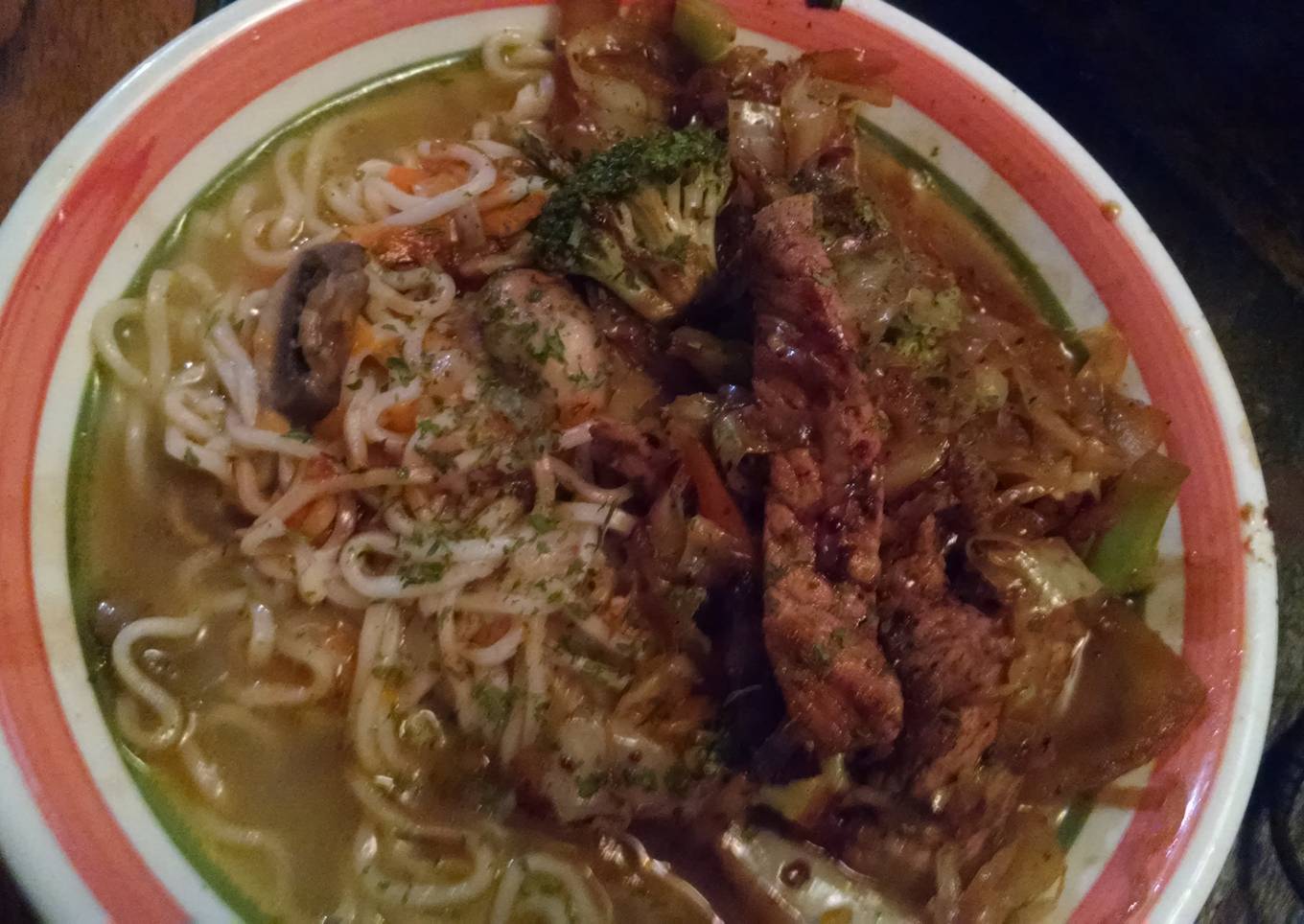 Recipe of Any-night-of-the-week Pork Stir-fry Ramen Bowl