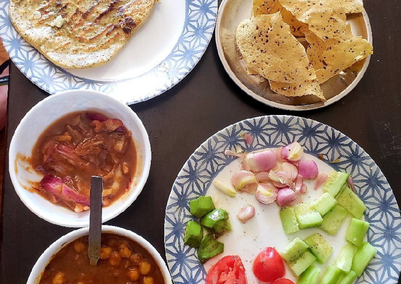 Aloo Chhole Naan and Onion Chutney Amritsari