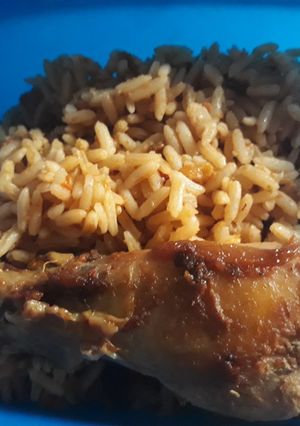 A picture of Tumeric jollof rice.