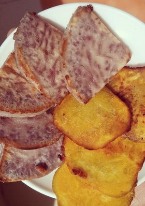 A picture of Fryed sweet potato and yam.