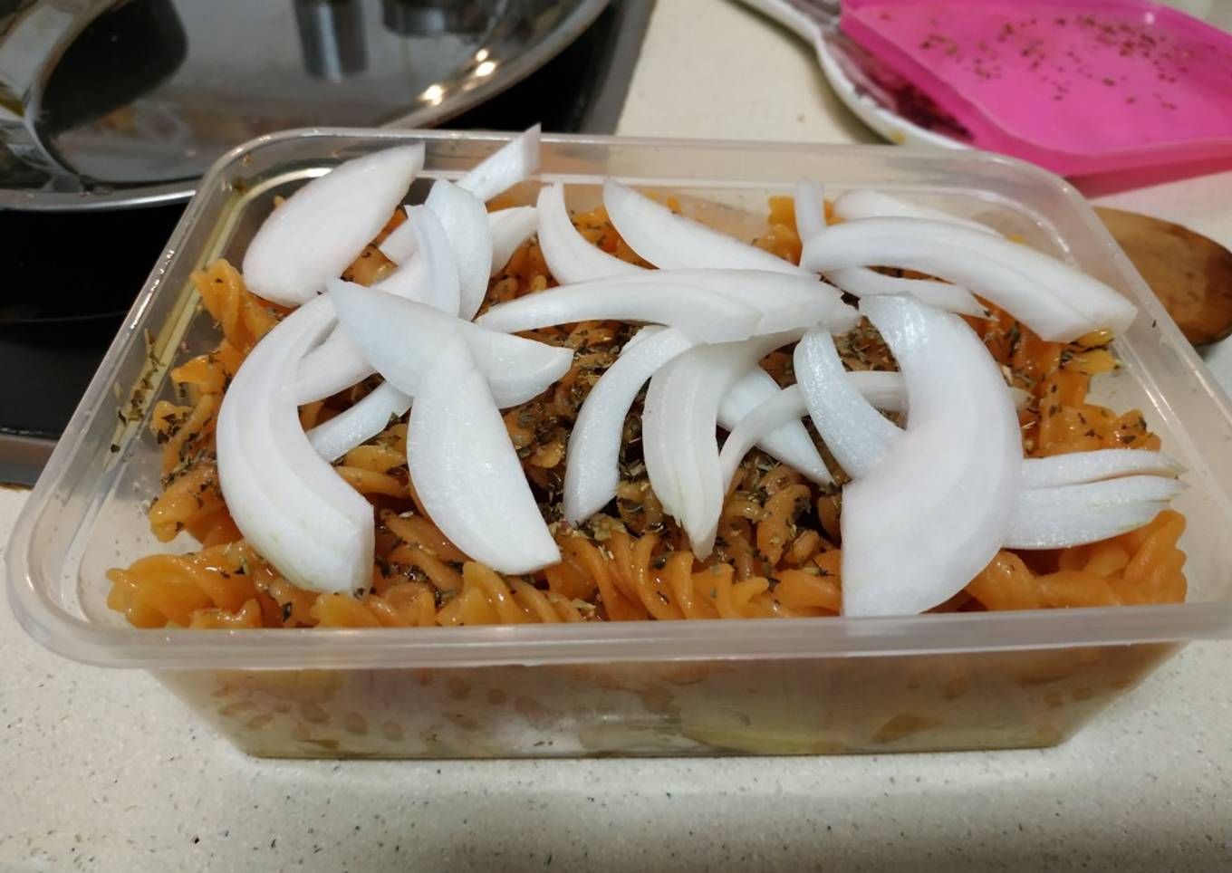 Ensalada de patata y pasta de lentejas para el tupper