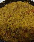 Guiso de lentejas con arroz al disco