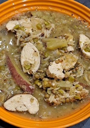 A picture of Lebanese Chicken Lentil Soup.