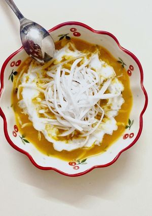 Hình của món Chè Bí ngô, Đỗ xanh và Dừa non.