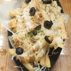 Cheese french fries A picture of Cheese french fries.