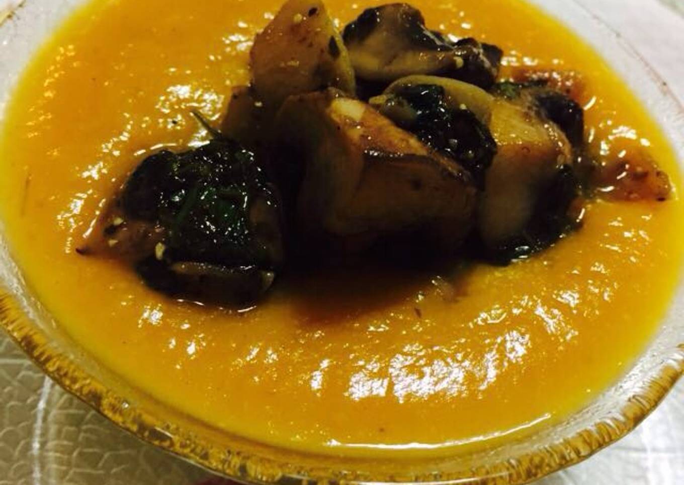 Sopa de Calabaza y Portobellos
