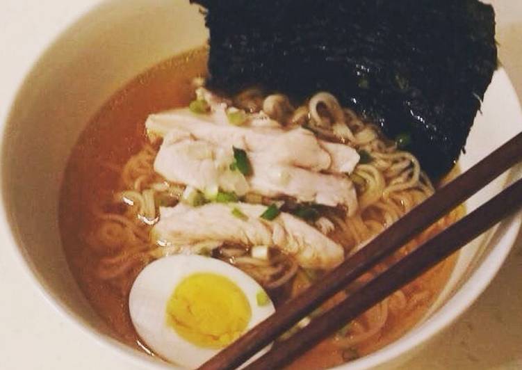 Shoyu ramen with boiled chicken