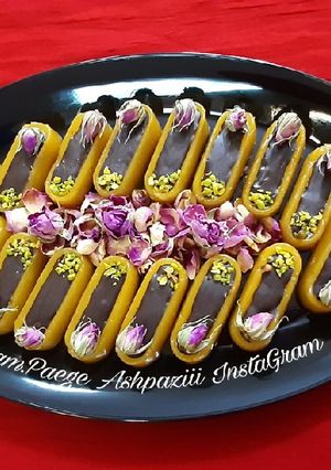 عکسی از دستور حلوا بوتیکی مدرن زعفرانی