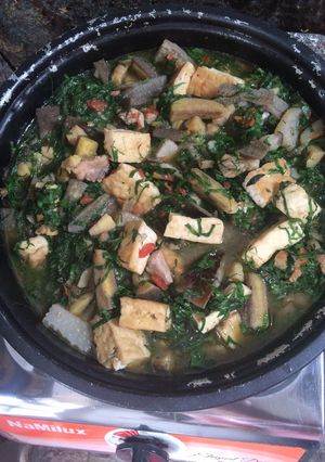 Hình của món Chuối nấu thính.