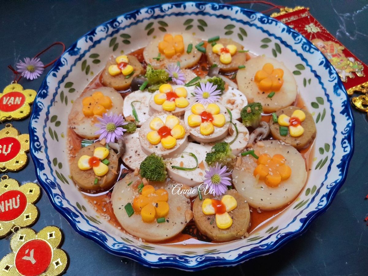 Đậu hũ non hấp rau củ