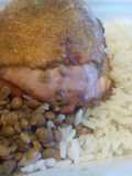 Lentejas bebe con pollo dorado