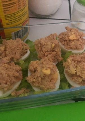 Foto principal de Huevos rellenos con bechamel de puerros gratinados